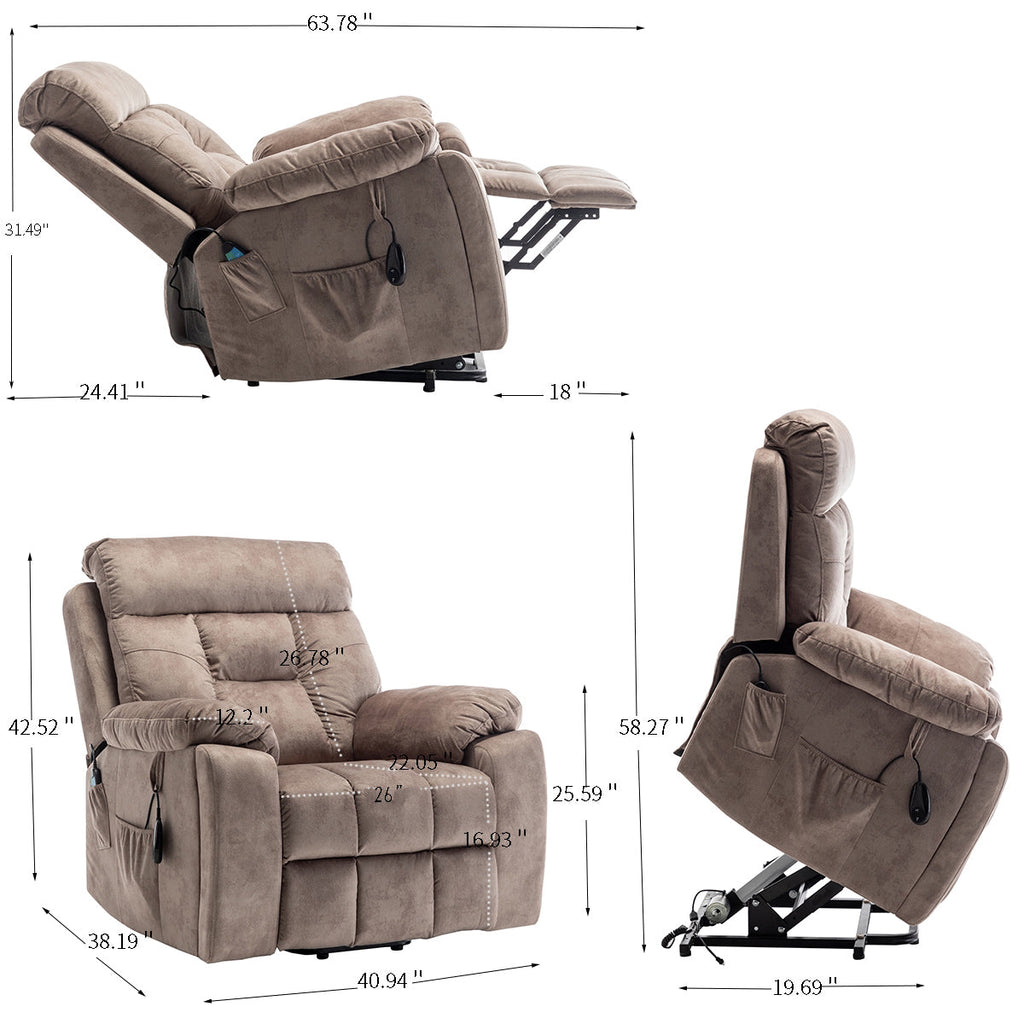 Electric Power Lift Recliner Chair - Oversized with Cup Holder