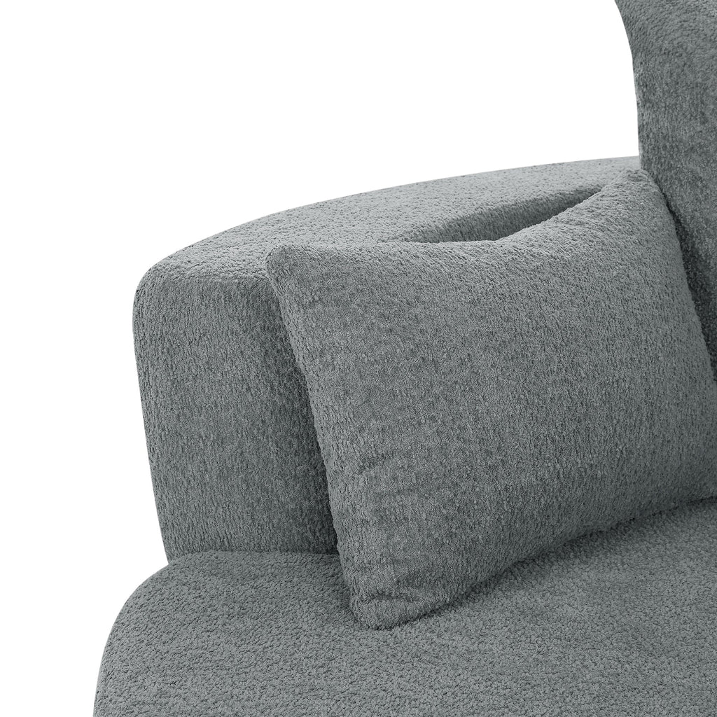 Swivel Barrel Chair - Grey Chenille with Removable Pillows