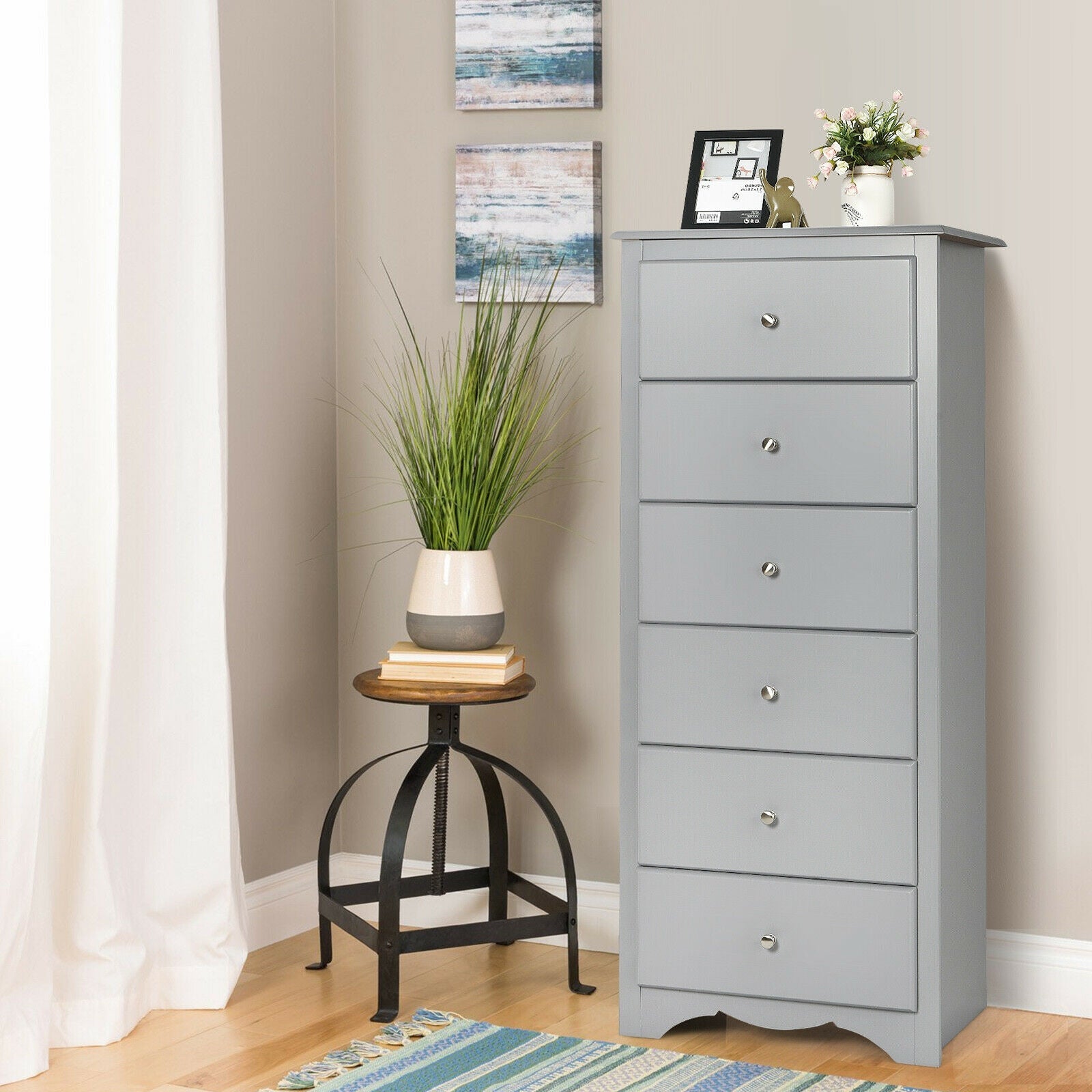 6-Drawer Dresser with Wave-Design Base