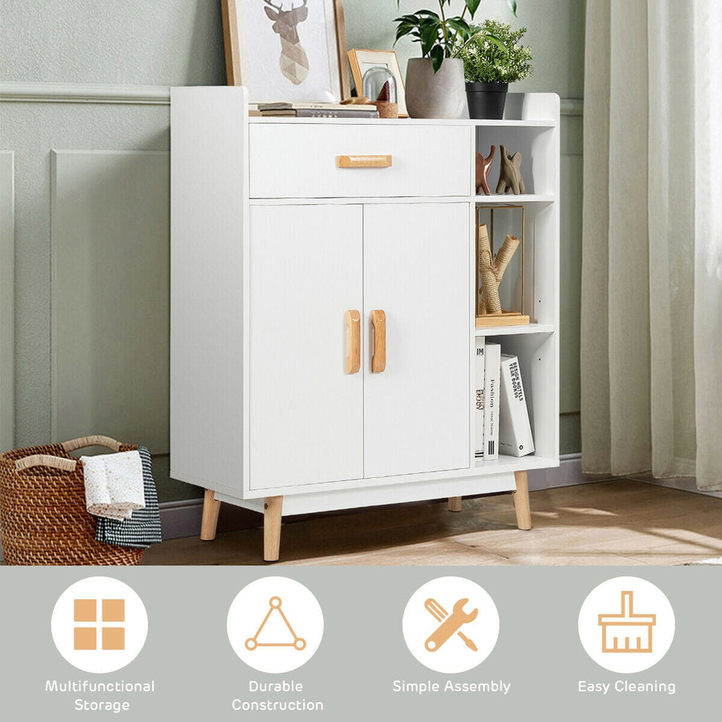 Floor Storage Cabinet - Freestanding Cupboard with Shelves