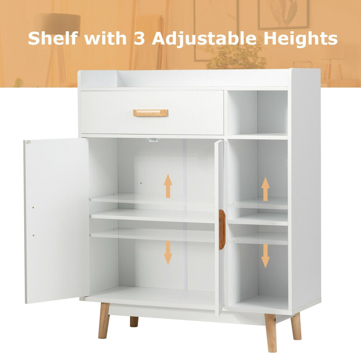Floor Storage Cabinet - Freestanding Cupboard with Shelves