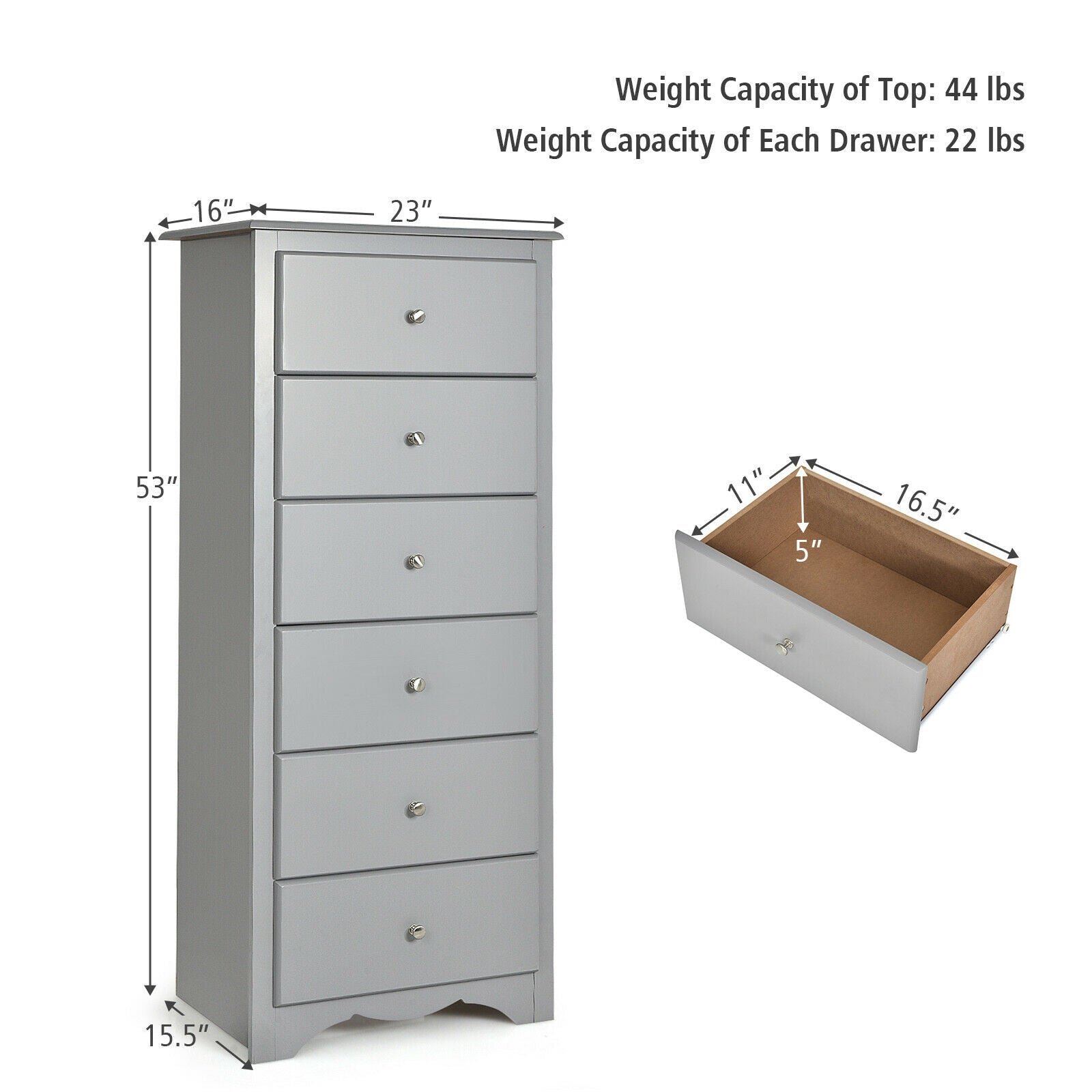 6-Drawer Dresser with Wave-Design Base