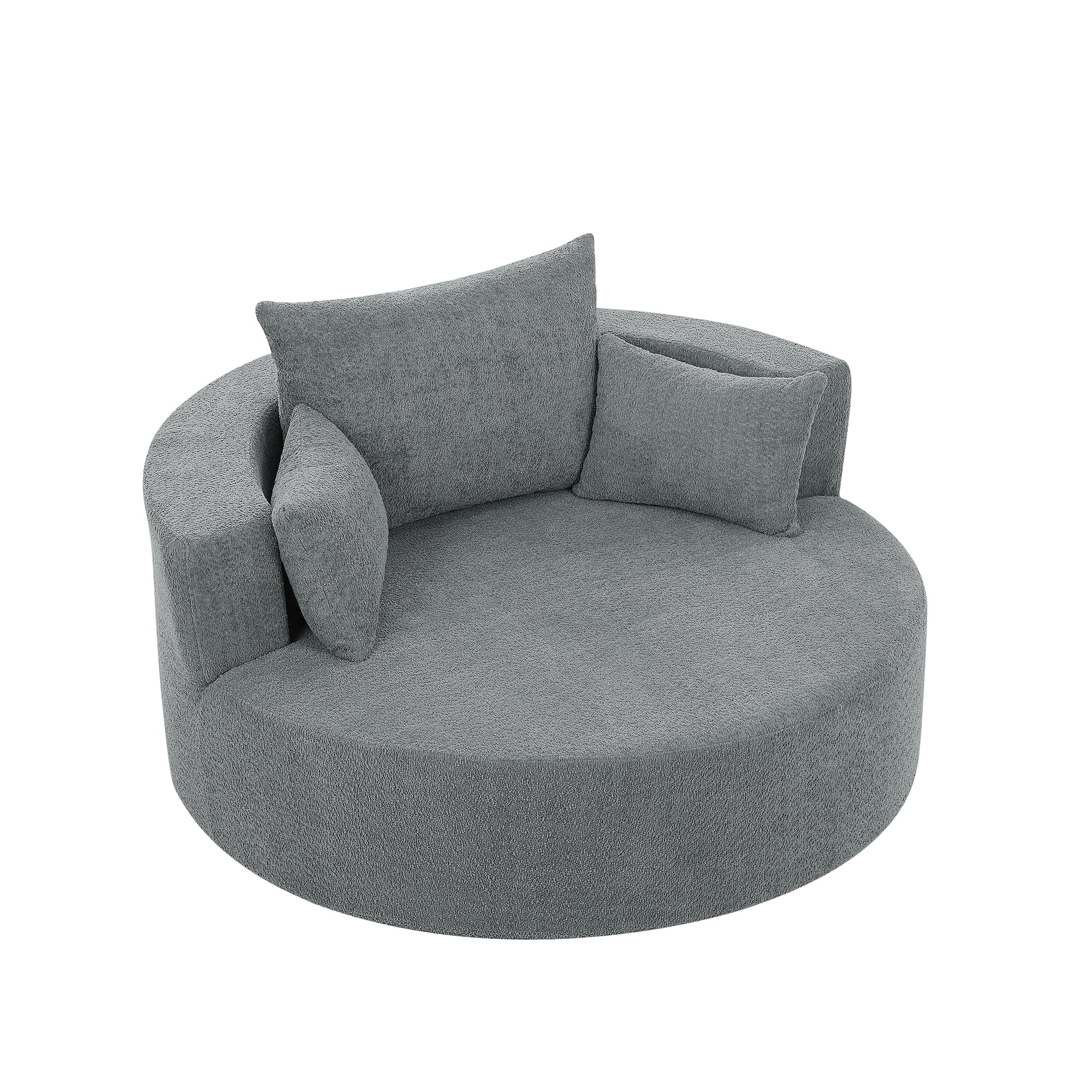 Swivel Barrel Chair - Grey Chenille with Removable Pillows