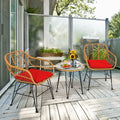 3-Piece Rattan Patio Set with Cushioned Seating