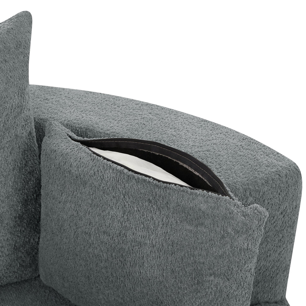 Swivel Barrel Chair - Grey Chenille with Removable Pillows