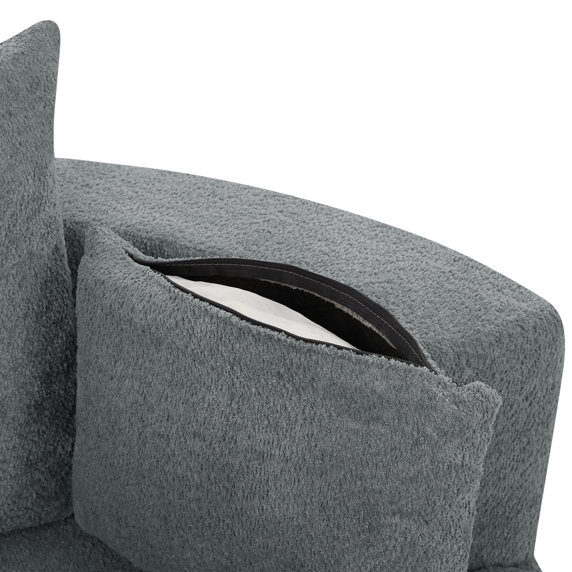 Swivel Barrel Chair - Grey Chenille with Removable Pillows