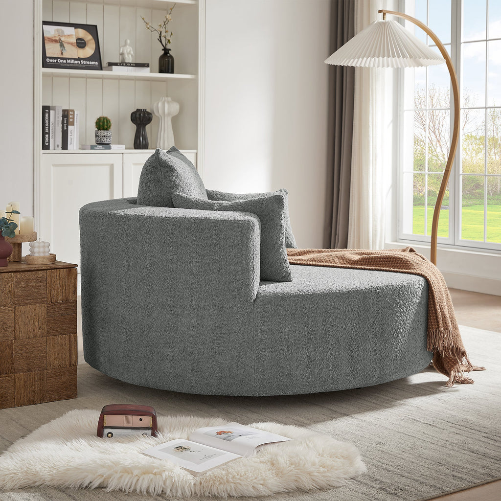 Swivel Barrel Chair - Grey Chenille with Removable Pillows