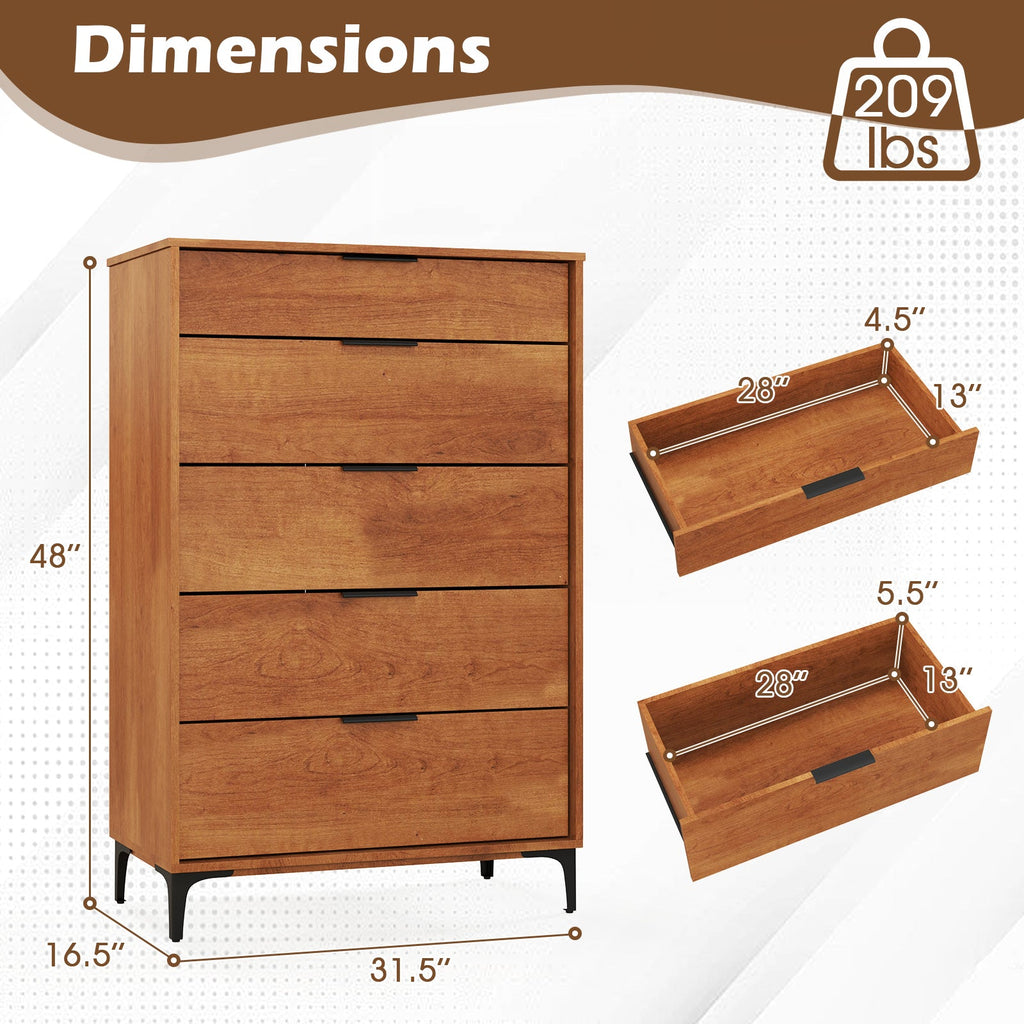 5-Drawer Cherry Dresser with Interlock System
