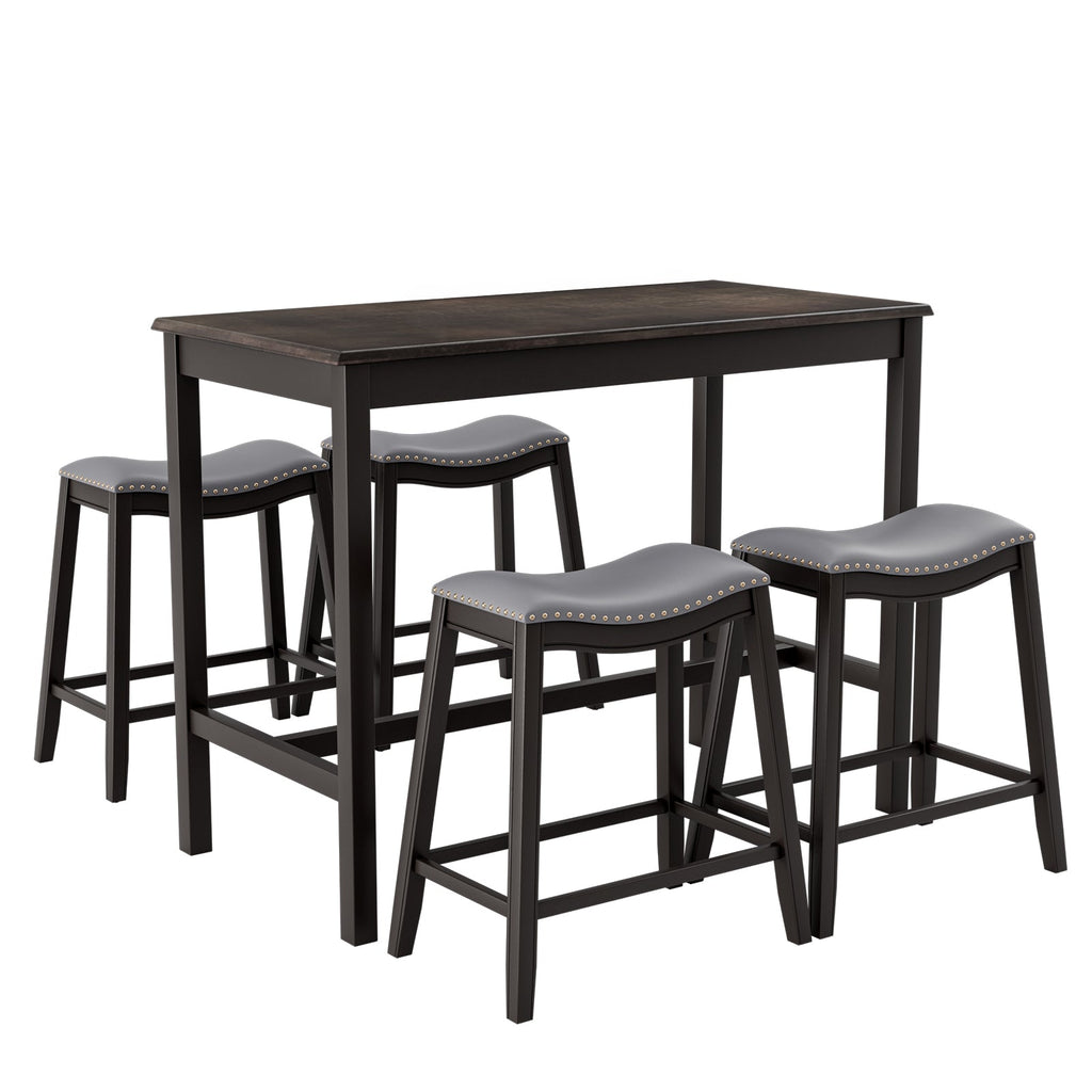 5-Piece Upholstered Dining Set with Bar Table & 4 Stools