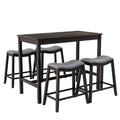 5-Piece Upholstered Dining Set with Bar Table & 4 Stools
