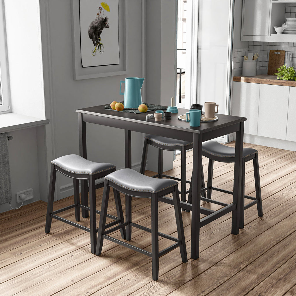 5-Piece Upholstered Dining Set with Bar Table & 4 Stools