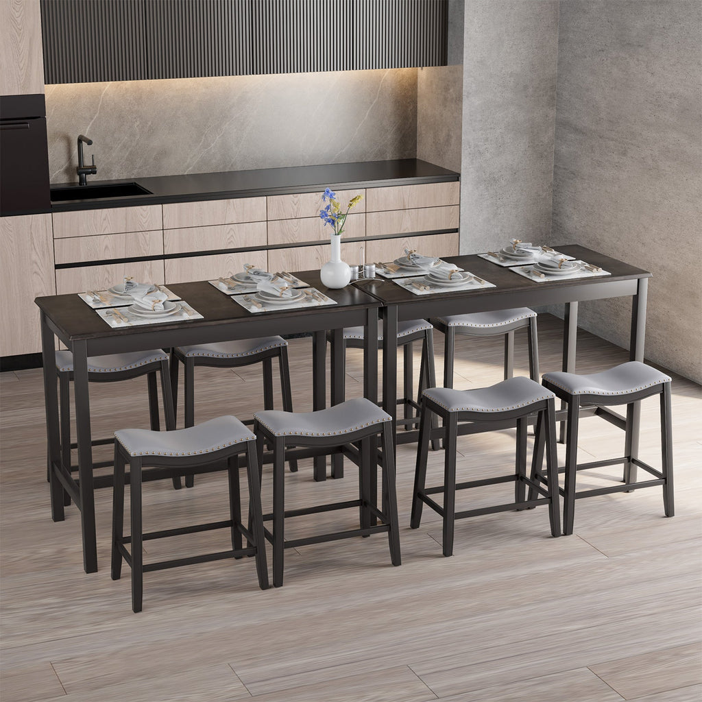5-Piece Upholstered Dining Set with Bar Table & 4 Stools
