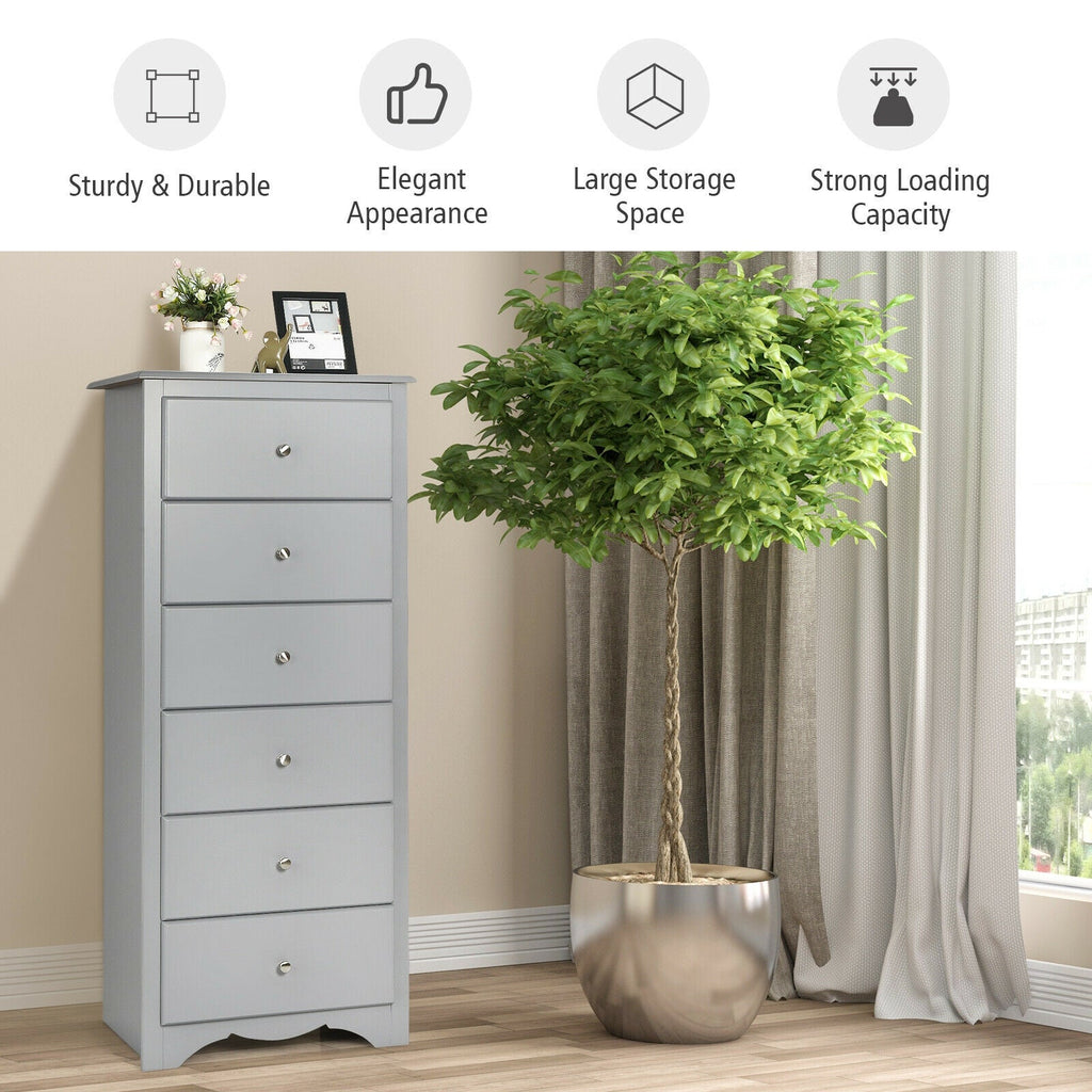 6-Drawer Dresser with Wave-Design Base