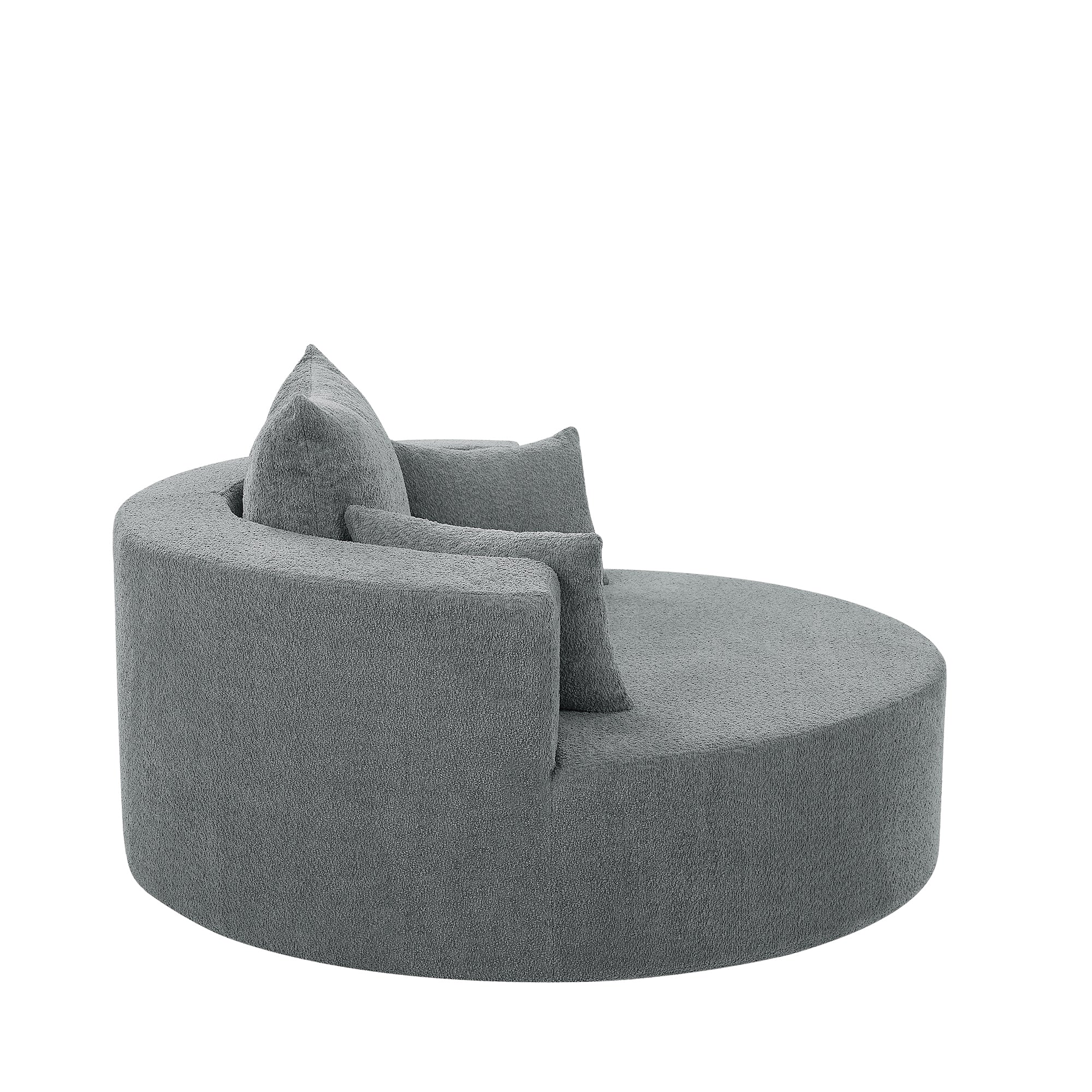 Swivel Barrel Chair - Grey Chenille with Removable Pillows