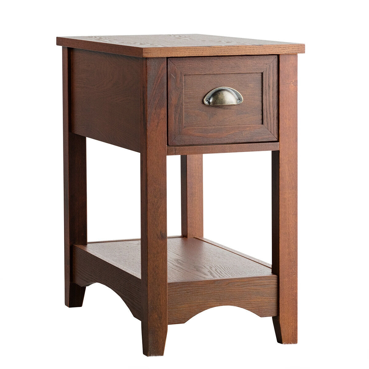 Set of 2 Walnut Side Tables with Drawer