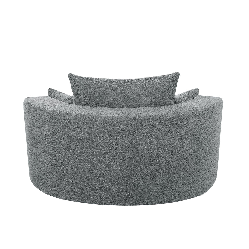 Swivel Barrel Chair - Grey Chenille with Removable Pillows
