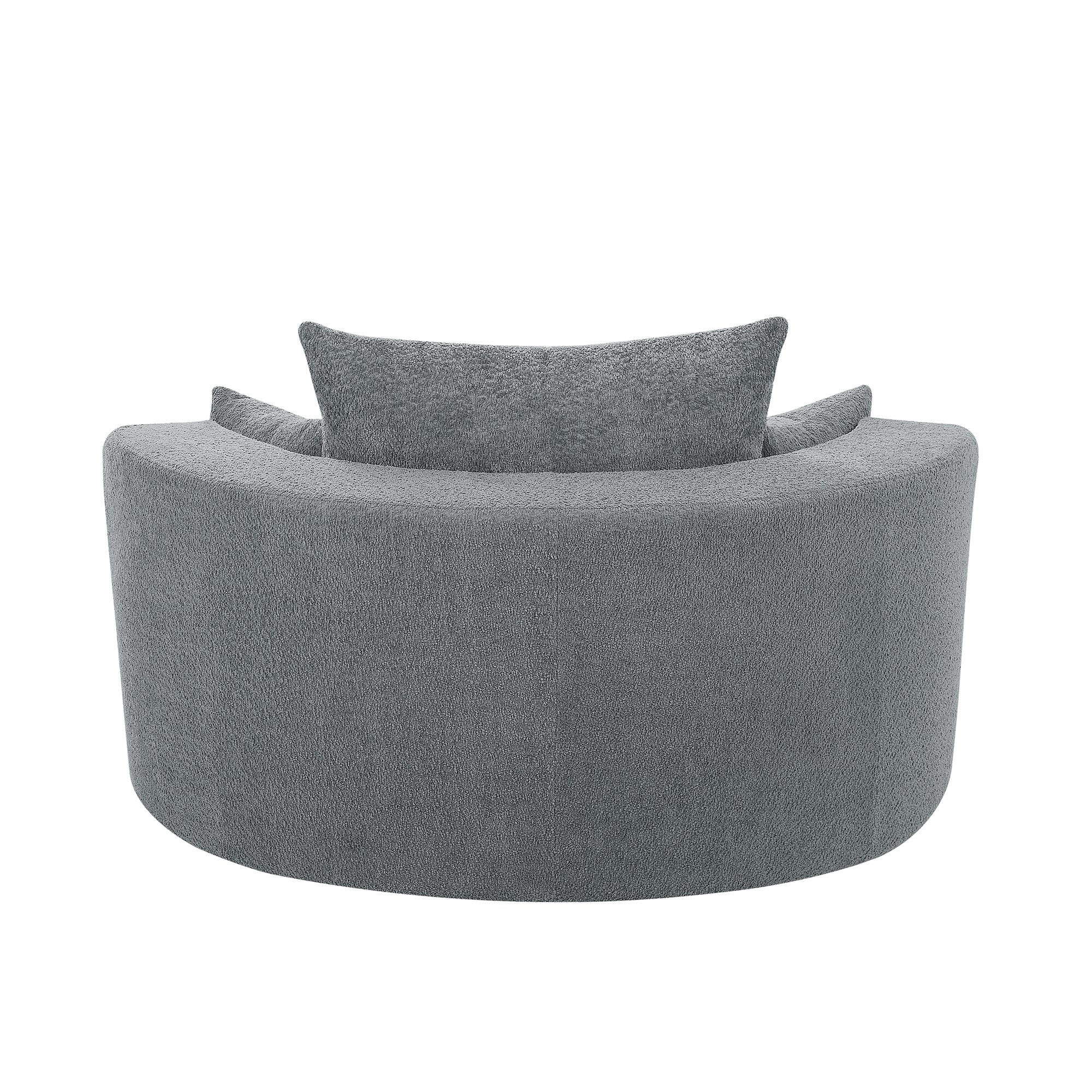 Swivel Barrel Chair - Grey Chenille with Removable Pillows