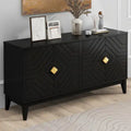 4-Door Sideboard Cabinet with Gold Hardware - Black