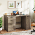 53" Computer Desk with Power Outlets & 4 Storage Drawers - Gray