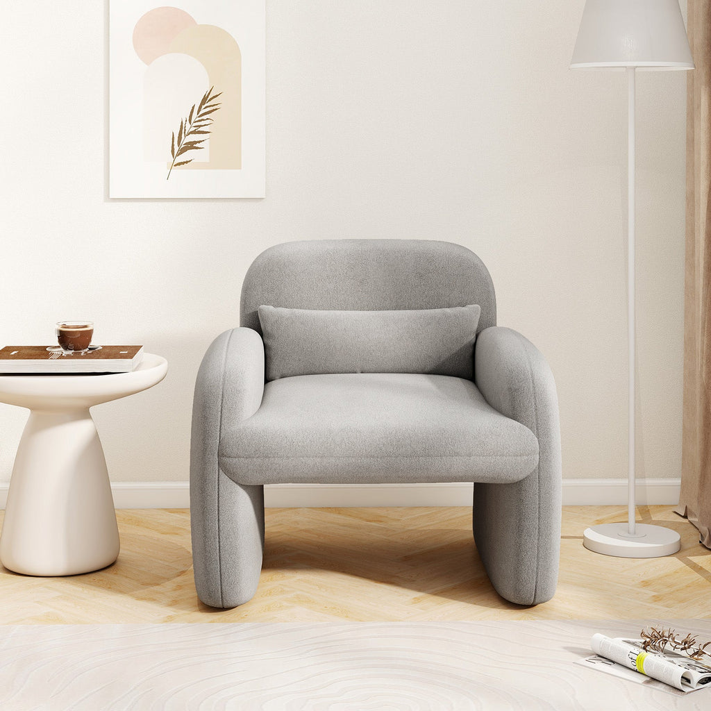 Modern Gray Accent Chair with Lumbar Pillow