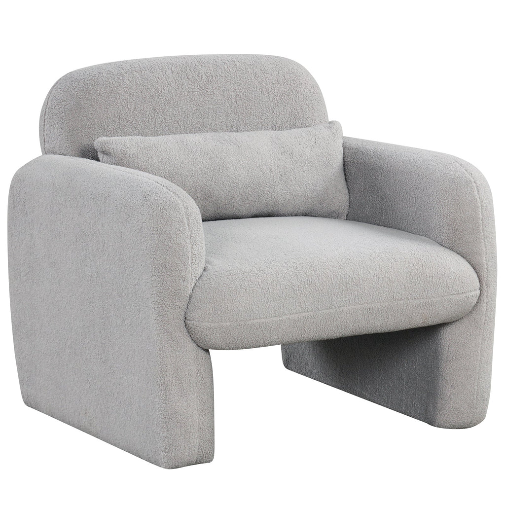 Modern Gray Accent Chair with Lumbar Pillow