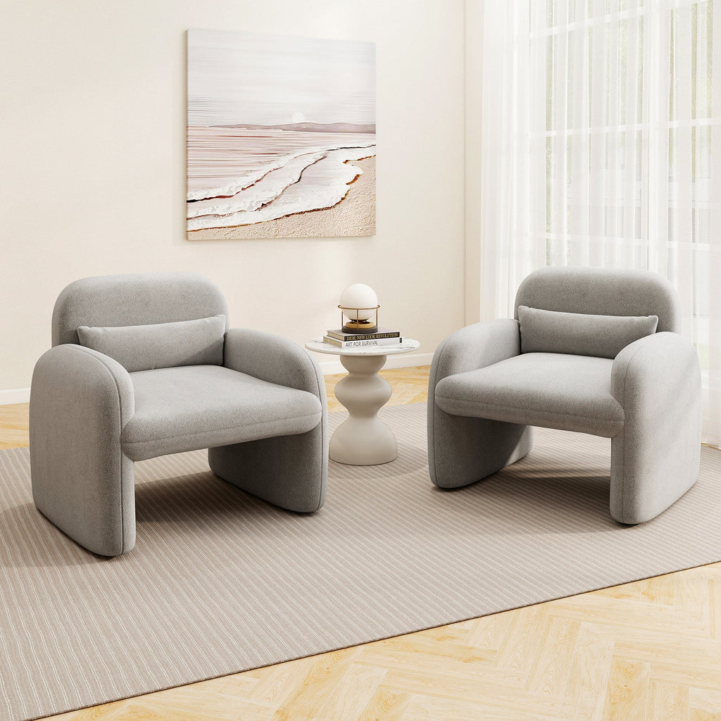 Modern Gray Accent Chair with Lumbar Pillow