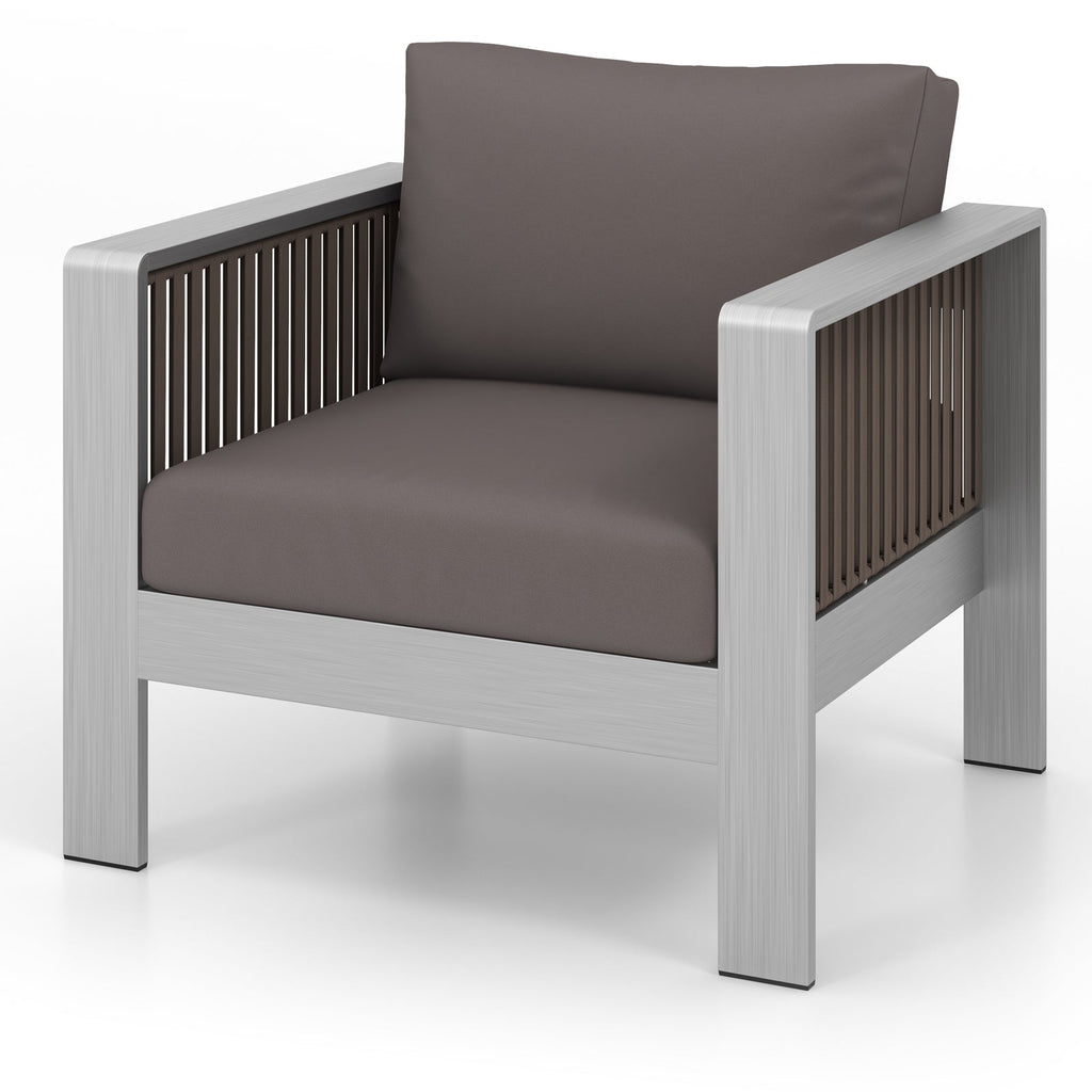 Aluminum Patio Armchair with Thick Cushions