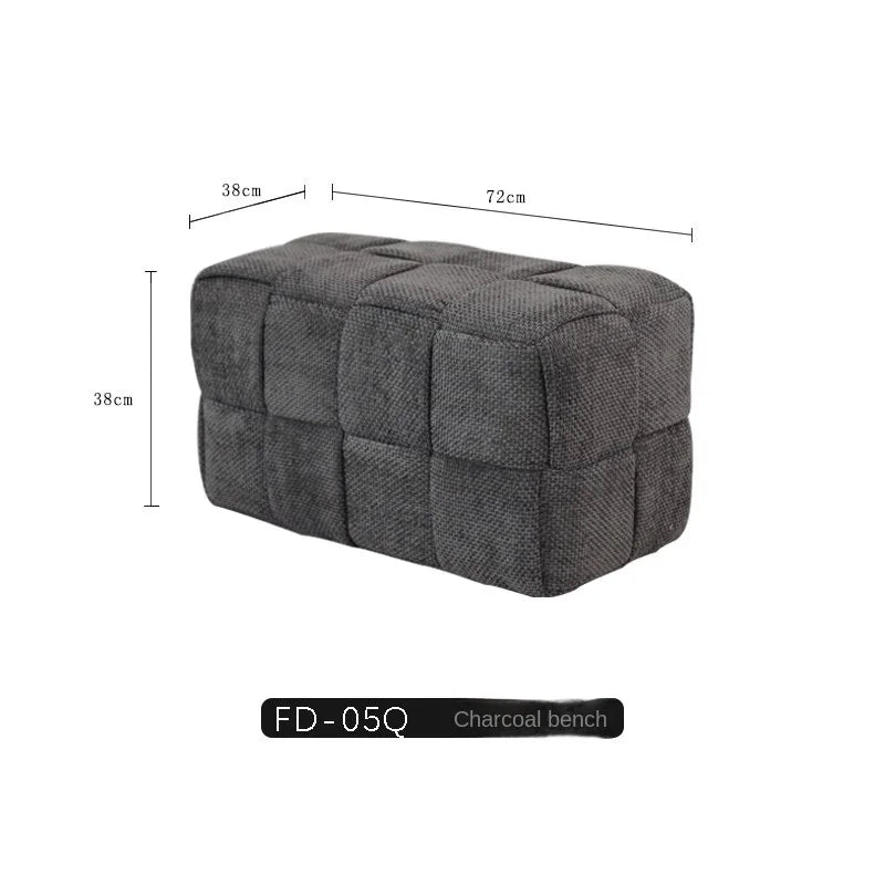 Chenille Mesh Upholstered Bench - Modern Accent Stool