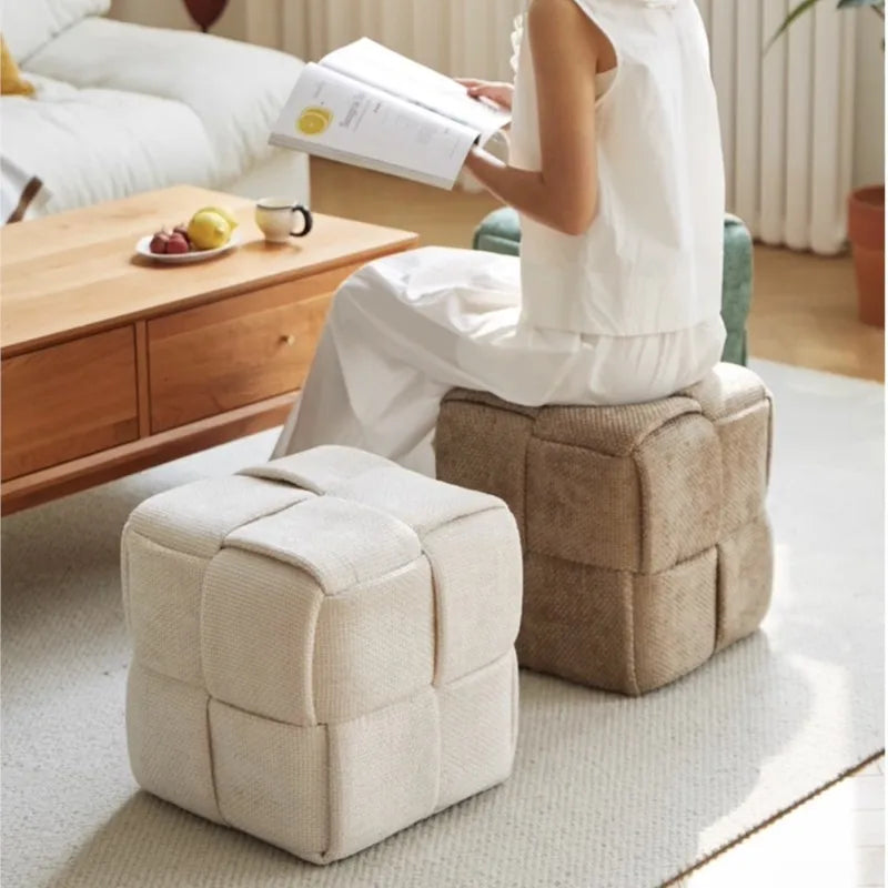 Chenille Mesh Upholstered Bench - Modern Accent Stool