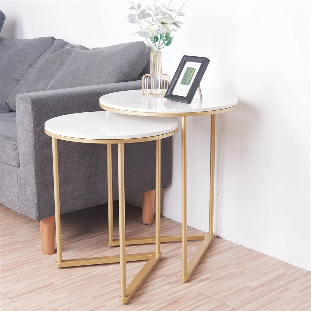 Set of 2 Marble & Gold Nesting Tables