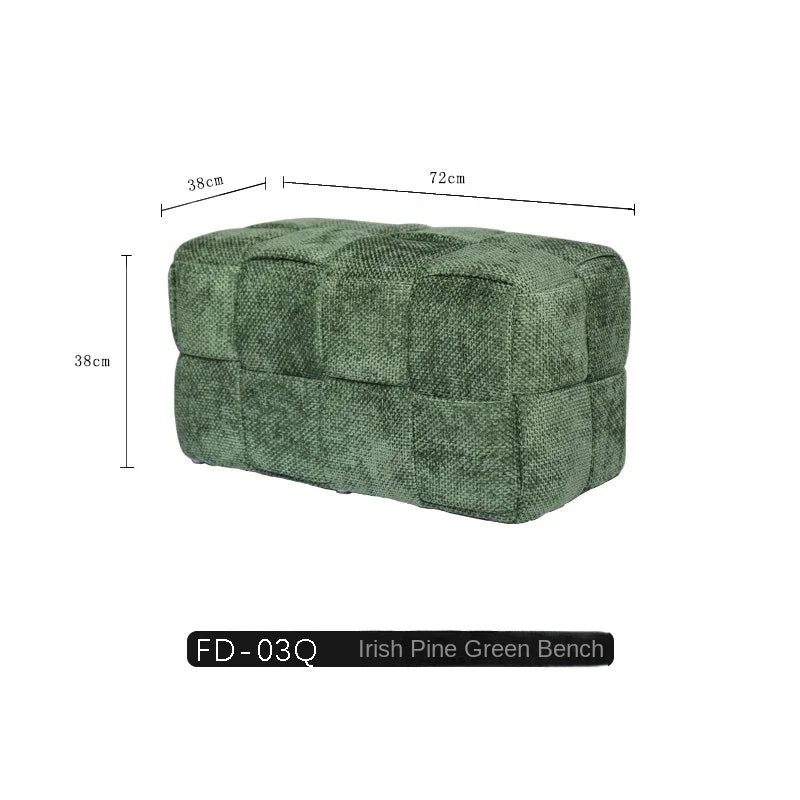 Chenille Mesh Upholstered Bench - Modern Accent Stool