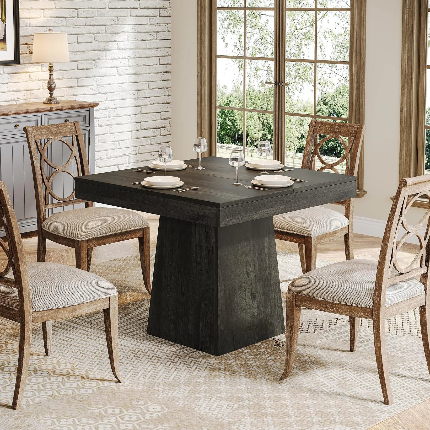 31.5" Square Dining Table with Pedestal Base