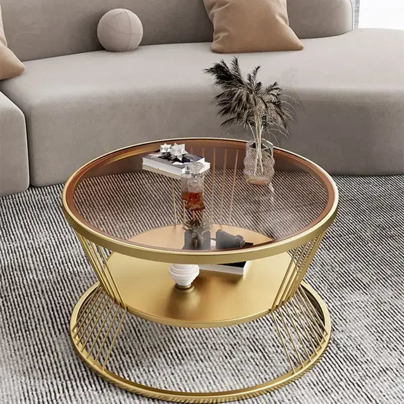 Round Glass Side Table - Modern Minimalist Accent Table
