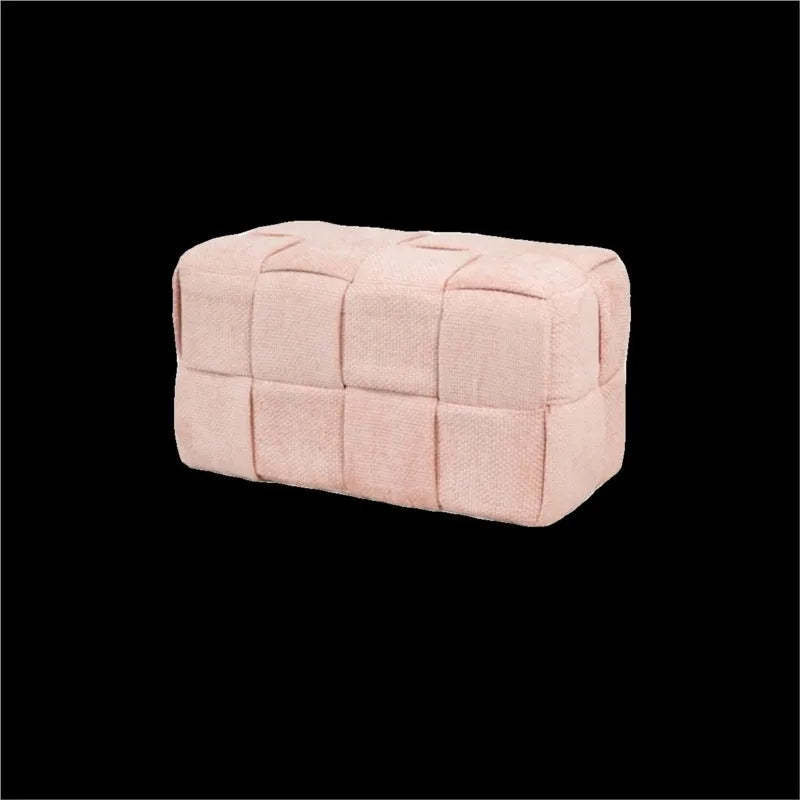 Chenille Mesh Upholstered Bench - Modern Accent Stool