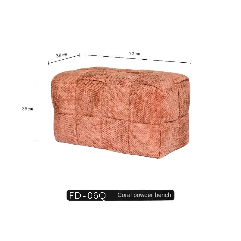 Chenille Mesh Upholstered Bench - Modern Accent Stool