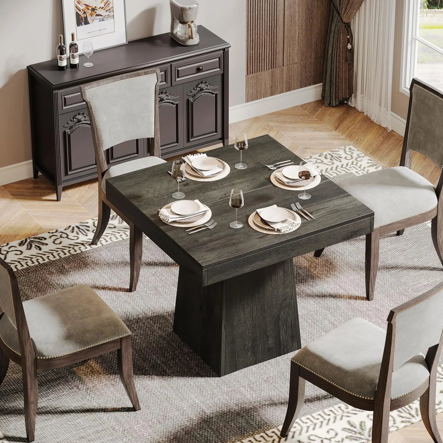 31.5" Square Dining Table with Pedestal Base