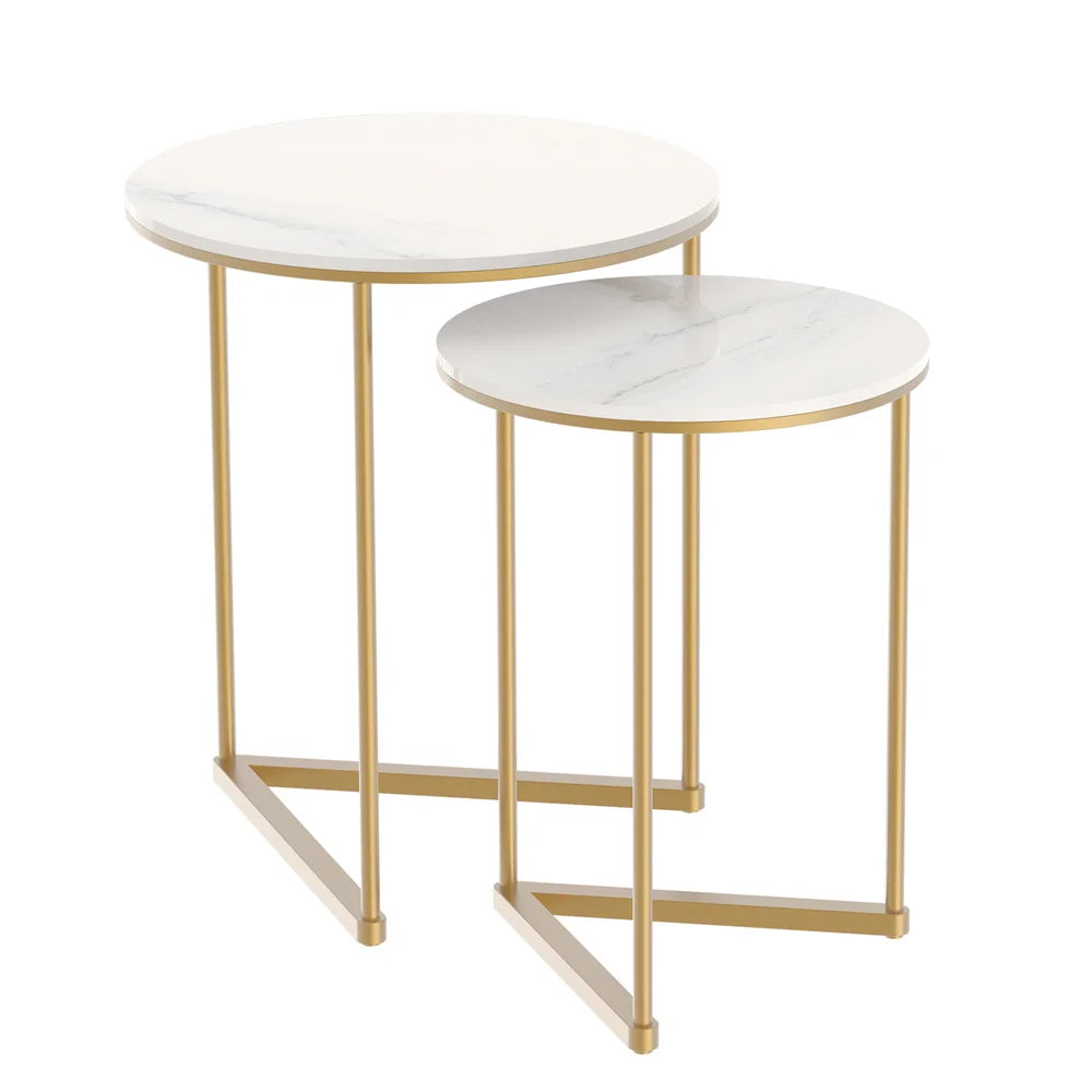 Set of 2 Marble & Gold Nesting Tables