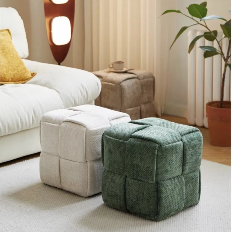 Chenille Mesh Upholstered Bench - Modern Accent Stool