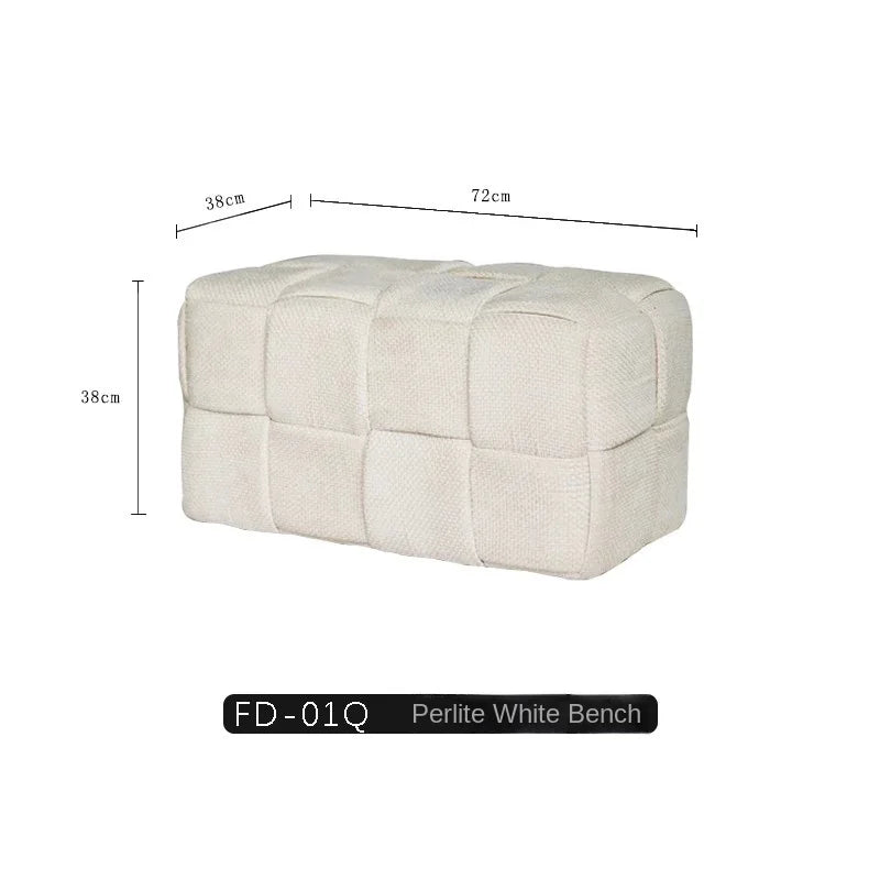 Chenille Mesh Upholstered Bench - Modern Accent Stool