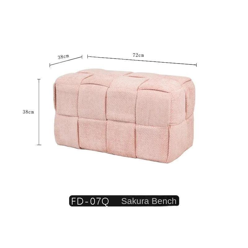 Chenille Mesh Upholstered Bench - Modern Accent Stool