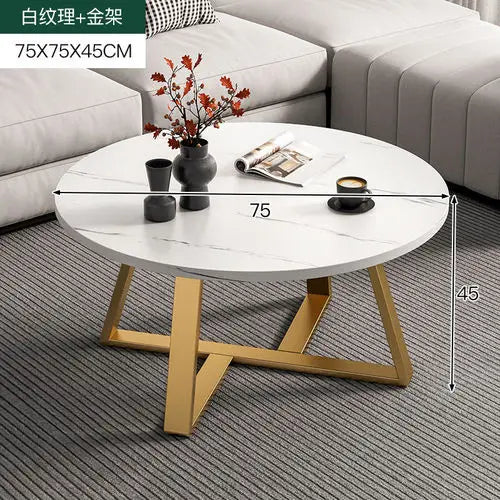 Round Marble-Effect Coffee Table - Nordic Luxury Design