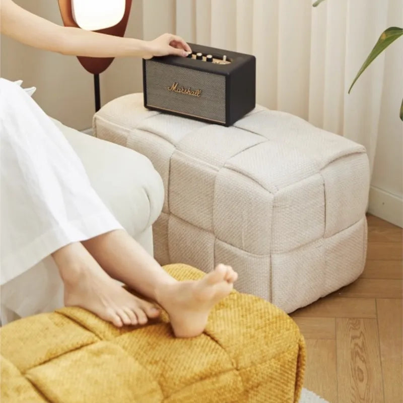 Chenille Mesh Upholstered Bench - Modern Accent Stool