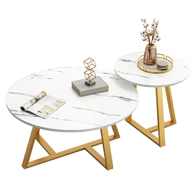 Round Marble-Effect Coffee Table - Nordic Luxury Design