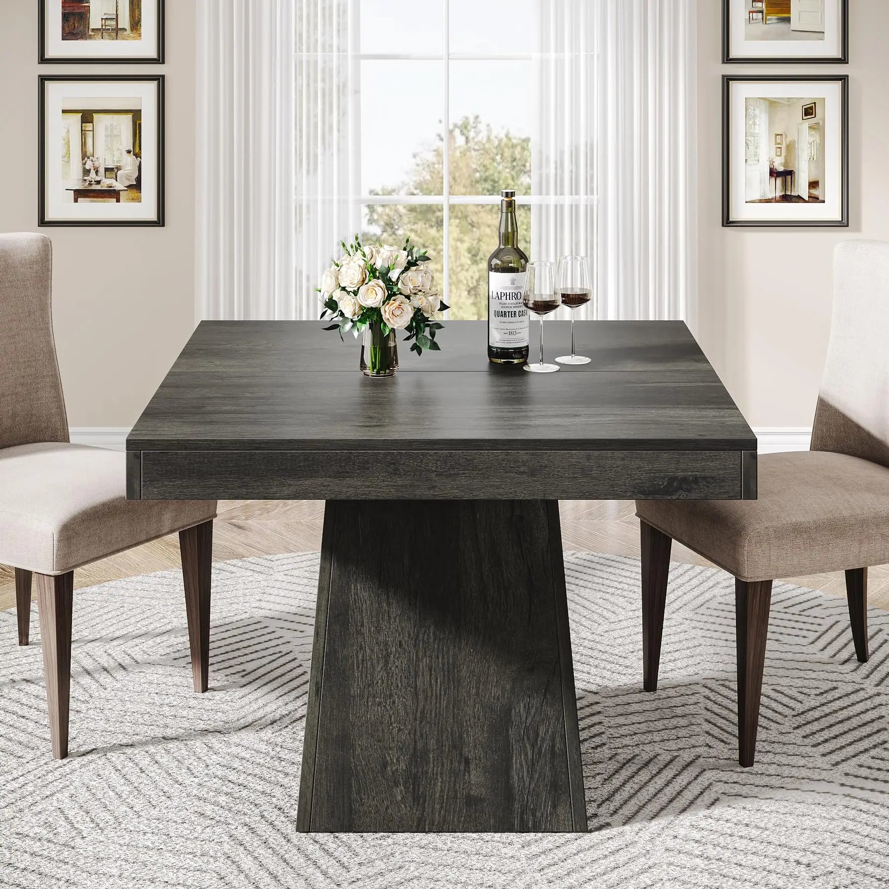 31.5" Square Dining Table with Pedestal Base