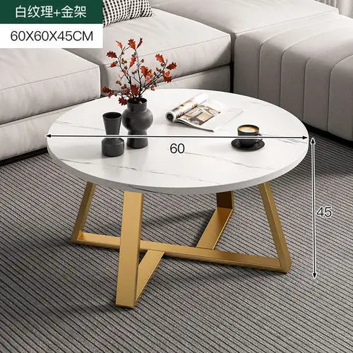 Round Marble-Effect Coffee Table - Nordic Luxury Design