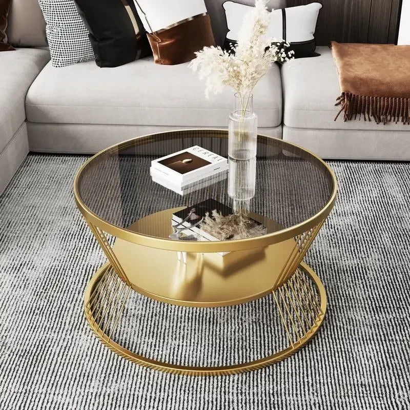 Round Glass Side Table - Modern Minimalist Accent Table