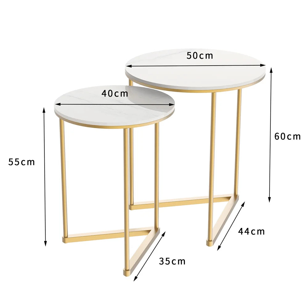 Set of 2 Marble & Gold Nesting Tables