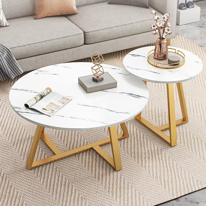 Round Marble-Effect Coffee Table - Nordic Luxury Design