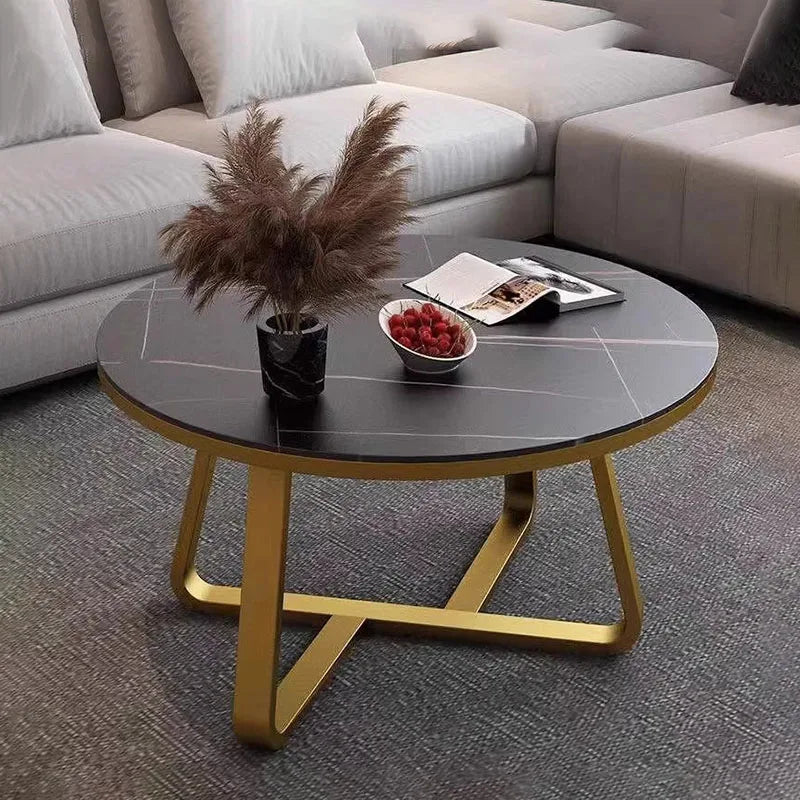 Round Marble-Effect Coffee Table - Nordic Luxury Design