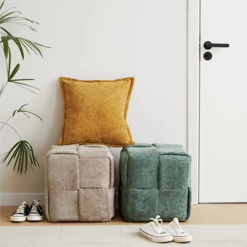 Chenille Mesh Upholstered Bench - Modern Accent Stool